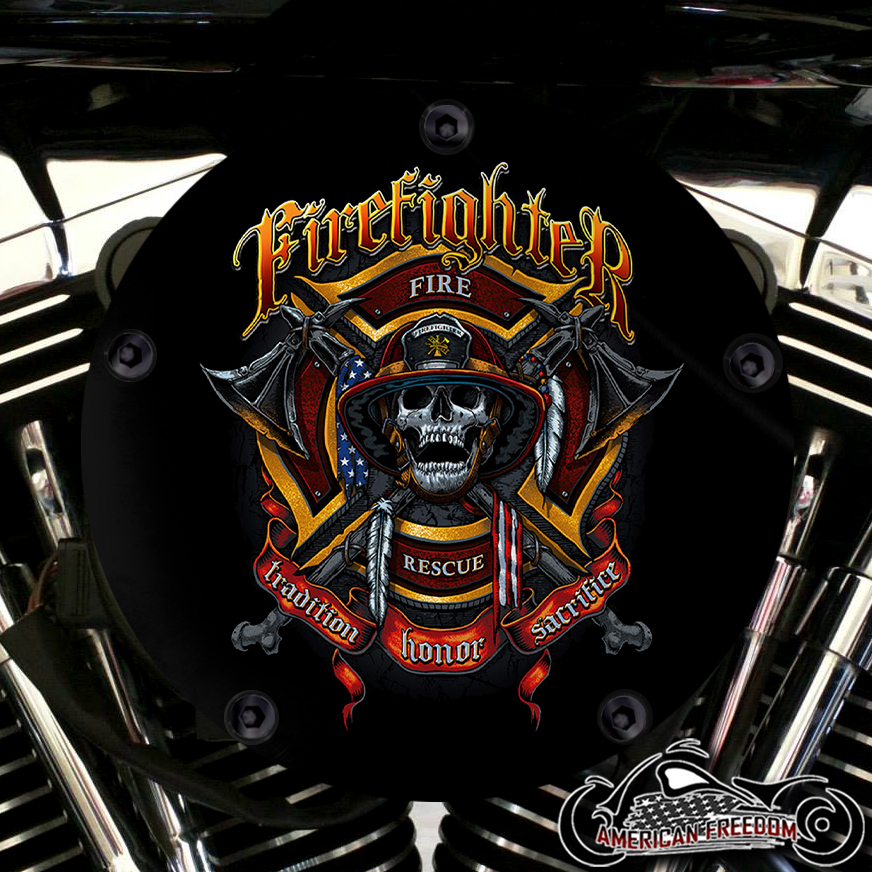 Harley Davidson High Flow Air Cleaner Cover - Firefighter Skull